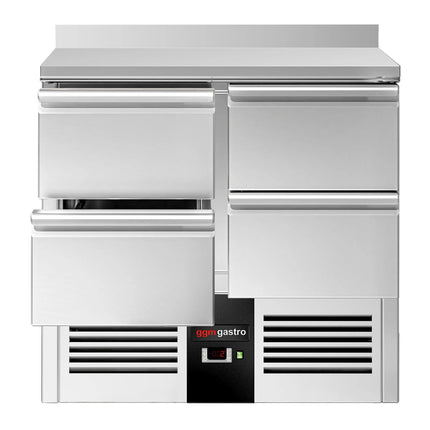 GGM Gastro Commercial Counter Fridge PREMIUM - 900x700mm - with 4 drawers - with upstand - capacity 240 litres