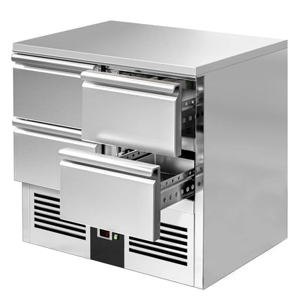 GGM Gastro Commercial Counter Fridge PREMIUM - 900x700mm - with 4 drawers - GN 1/1 drawers