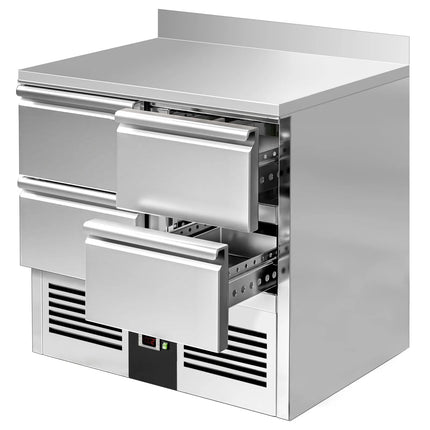 GGM Gastro Commercial Counter Fridge PREMIUM - 900x700mm - with 4 drawers [GN 1/1] - with upstand