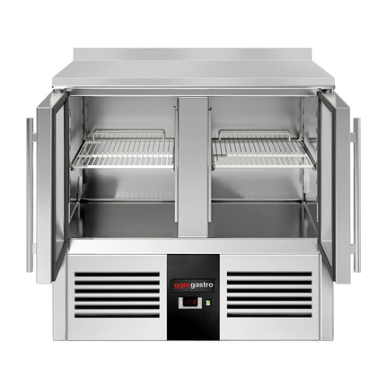 GGM Gastro Commercial Counter Fridge PREMIUM - 900x700mm - with upstand - glass doors - capacity 240 litres