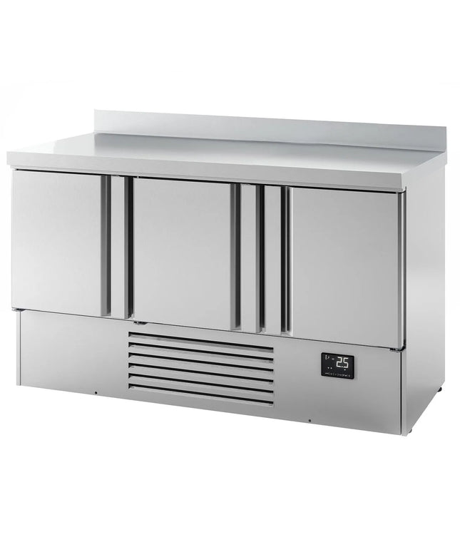 GGM Gastro Commercial Counter Fridge PREMIUM PLUS - 1460x700mm - with 3 doors - with upstand - capacity 335 litres