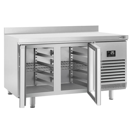GGM Gastro Commercial Counter Fridge PREMIUM PLUS - 1468x600mm - glass doors - with upstand - capacity 250 litres - double glazing