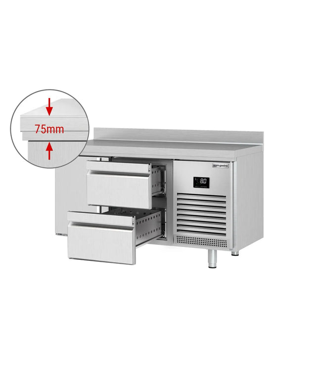 GGM Gastro Commercial Counter Fridge Premium PLUS - 1468x600mm - with 1 door, 2 drawers [1/3][2/3] - with upstand - capacity 250 litres