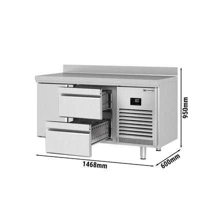 GGM Gastro Commercial Counter Fridge Premium PLUS - 1468x600mm - with 1 door, 2 drawers [1/3][2/3] - with upstand - capacity 250 litres