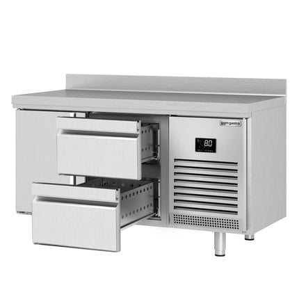 GGM Gastro Commercial Counter Fridge Premium PLUS - 1468x600mm - with 1 door, 2 drawers [1/3][2/3] - with upstand - capacity 250 litres