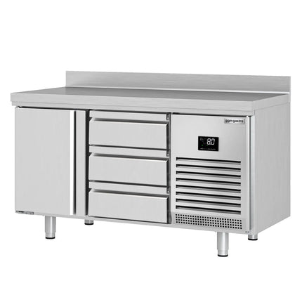 GGM Gastro Commercial Counter Fridge PREMIUM PLUS - 1468x600mm - with 1 door - 3 drawers [1/3] - with upstand - capacity 250 litres