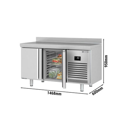 GGM Gastro Commercial Counter Fridge PREMIUM PLUS - 1468x600mm - with 2 doors - with upstand - capacity 250 litres