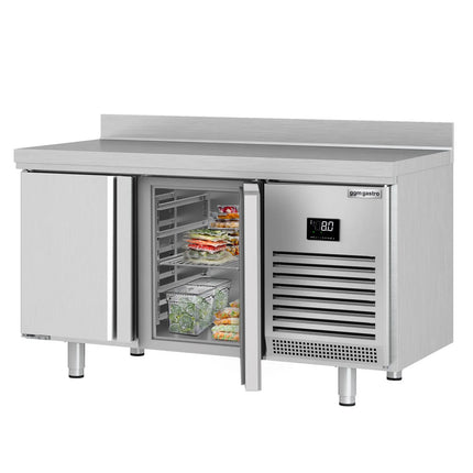 GGM Gastro Commercial Counter Fridge PREMIUM PLUS - 1468x600mm - with 2 doors - with upstand - capacity 250 litres