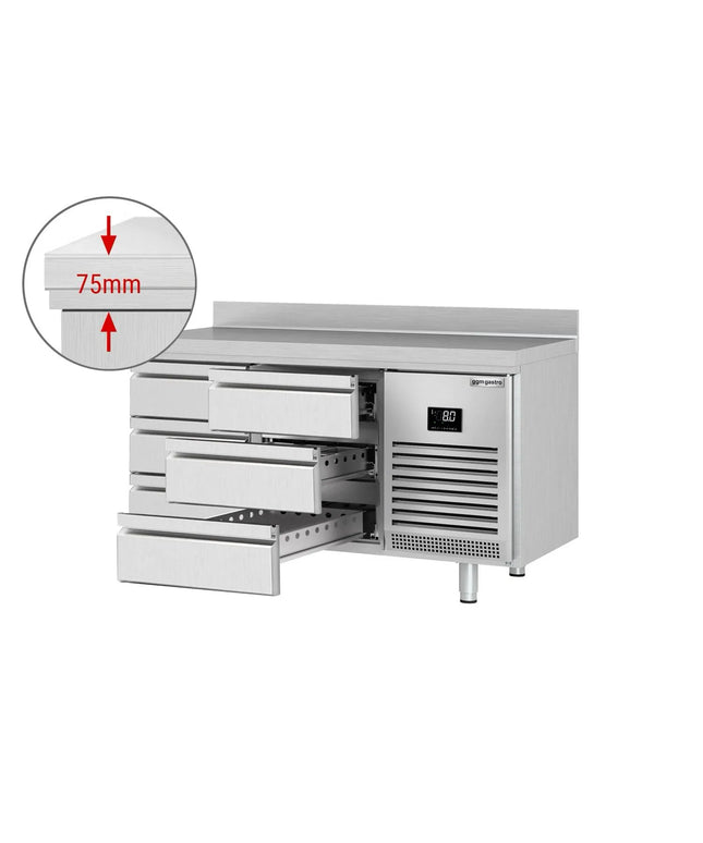 GGM Gastro Commercial Counter Fridge PREMIUM PLUS - 1468x600mm - with 6 drawers - with upstand - capacity 510 litres