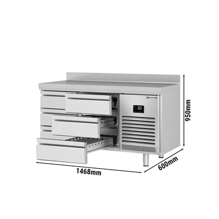 GGM Gastro Commercial Counter Fridge PREMIUM PLUS - 1468x600mm - with 6 drawers - with upstand - capacity 510 litres