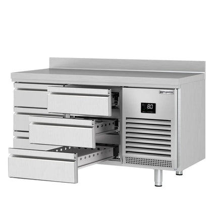 GGM Gastro Commercial Counter Fridge PREMIUM PLUS - 1468x600mm - with 6 drawers - with upstand - capacity 510 litres