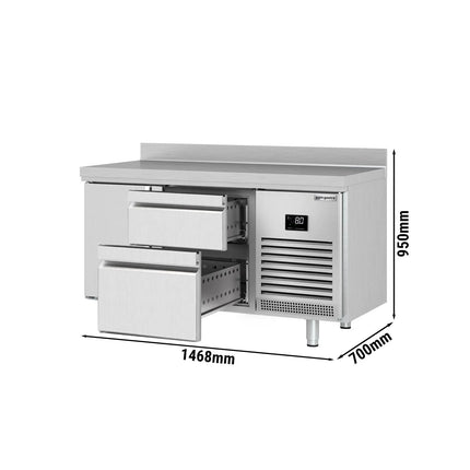 GGM Gastro Commercial Counter Fridge PREMIUM PLUS - 1468x700mm - with 1 door - 2 drawers [1/3] - with upstand - capacity 305 litres