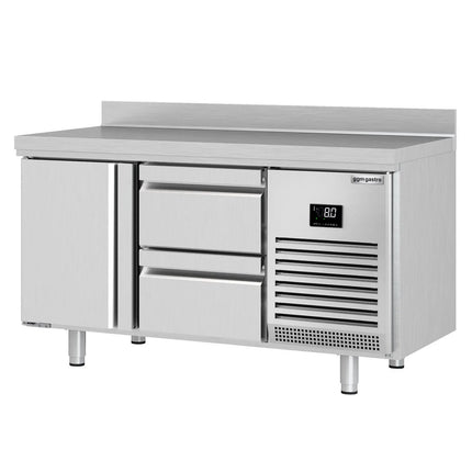 GGM Gastro Commercial Counter Fridge PREMIUM PLUS - 1468x700mm - with 1 door - 2 drawers [1/2] - with upstand - capacity 305 litres