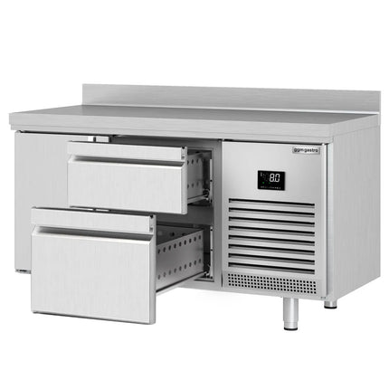 GGM Gastro Commercial Counter Fridge PREMIUM PLUS - 1468x700mm - with 1 door - 2 drawers [1/3] - with upstand - capacity 305 litres