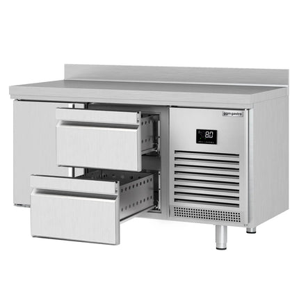 GGM Gastro Commercial Counter Fridge PREMIUM PLUS - 1468x700mm - with 1 door - 2 drawers [1/2] - with upstand - capacity 305 litres