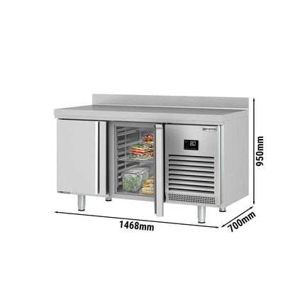GGM Gastro Commercial Counter Fridge PREMIUM PLUS - 1468x700mm - with 2 doors - with upstand - capacity 350 litres