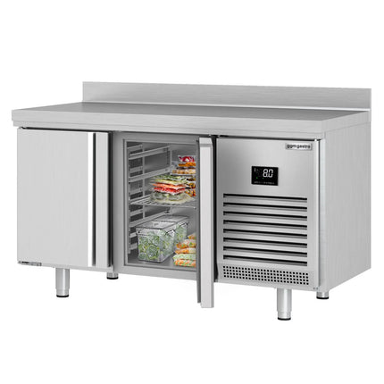 GGM Gastro Commercial Counter Fridge PREMIUM PLUS - 1468x700mm - with 2 doors - with upstand - capacity 350 litres