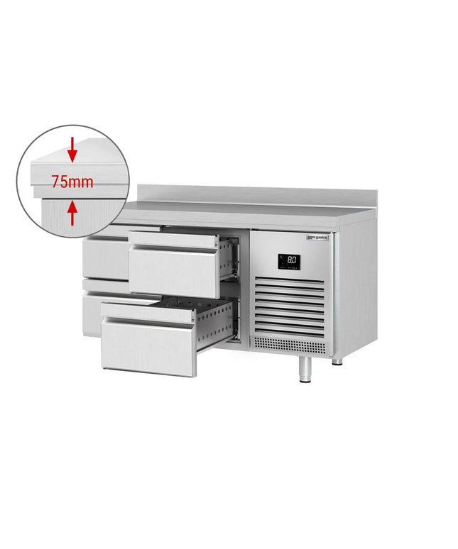GGM Gastro Commercial Counter Fridge PREMIUM PLUS - 1468x700mm - with 4 drawers - with upstand