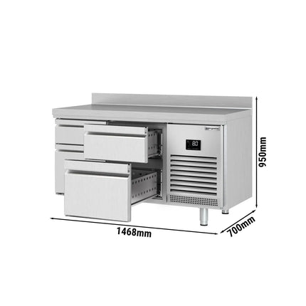 GGM Gastro Commercial Counter Fridge PREMIUM PLUS - 1468x700mm - with 4 drawers [1/3] - with upstand - capacity 305 litres