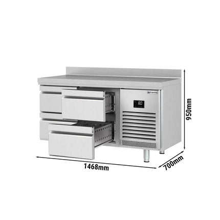 GGM Gastro Commercial Counter Fridge PREMIUM PLUS - 1468x700mm - with 4 drawers - with upstand