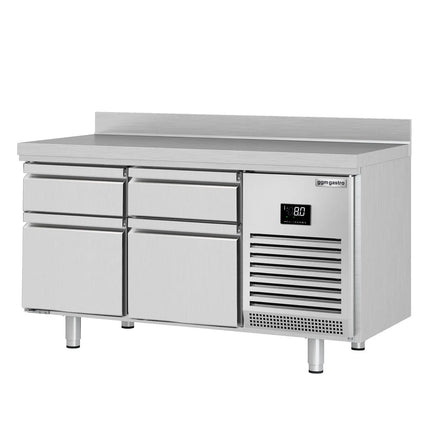 GGM Gastro Commercial Counter Fridge PREMIUM PLUS - 1468x700mm - with 4 drawers [1/3] - with upstand - capacity 305 litres