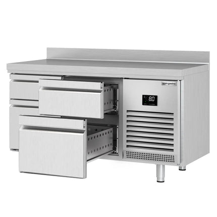 GGM Gastro Commercial Counter Fridge PREMIUM PLUS - 1468x700mm - with 4 drawers [1/3] - with upstand - capacity 305 litres