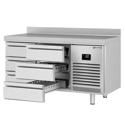 GGM Gastro Commercial Counter Fridge PREMIUM PLUS - 1468x700mm - with 6 drawers [1/3] - with upstand - capacity 305 litres