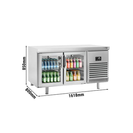 GGM Gastro Commercial Counter Fridge PREMIUM PLUS - 1618x800mm - glass doors - double glazing - capacity 420 litres
