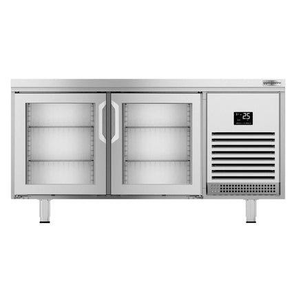 GGM Gastro Commercial Counter Fridge PREMIUM PLUS - 1618x800mm - glass doors - double glazing - capacity 420 litres
