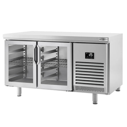 GGM Gastro Commercial Counter Fridge PREMIUM PLUS - 1618x800mm - glass doors - double glazing - capacity 420 litres