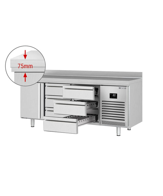GGM Gastro Commercial Counter Fridge PREMIUM PLUS - 1960x600mm - with 1 door - 6 drawers - with upstand - capacity 385 litres