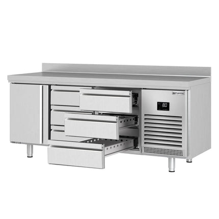 GGM Gastro Commercial Counter Fridge PREMIUM PLUS - 1960x600mm - with 1 door - 6 drawers - with upstand - capacity 385 litres
