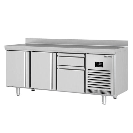 GGM Gastro Commercial Counter Fridge PREMIUM PLUS - 1960x600mm - with 2 doors - 2 drawers [1/3][2/3] - with upstand - capacity 385 litres