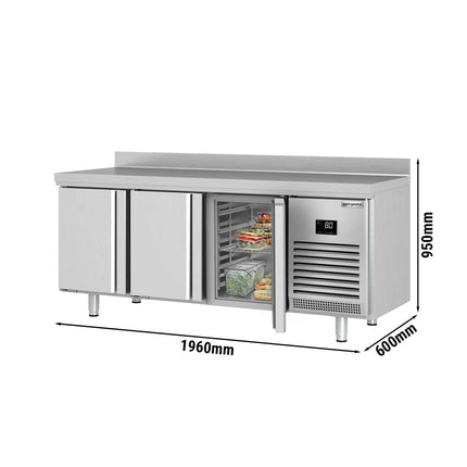 GGM Gastro Commercial Counter Fridge PREMIUM PLUS - 1960x600mm - with 3 doors - with upstand - capacity 385 litres