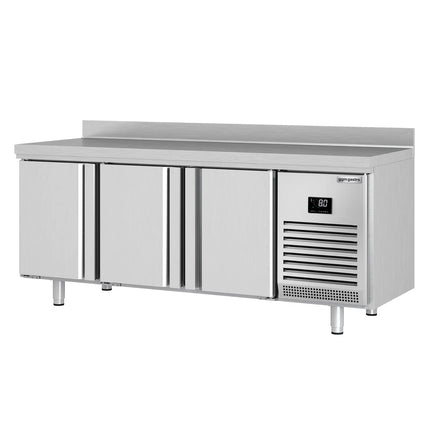 GGM Gastro Commercial Counter Fridge PREMIUM PLUS - 1960x600mm - with 3 doors - with upstand - capacity 385 litres