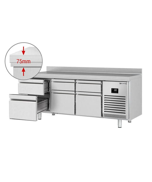 GGM Gastro Commercial Counter Fridge PREMIUM PLUS - 1960x600mm - with 6 drawers - with upstand - capacity 385 litres