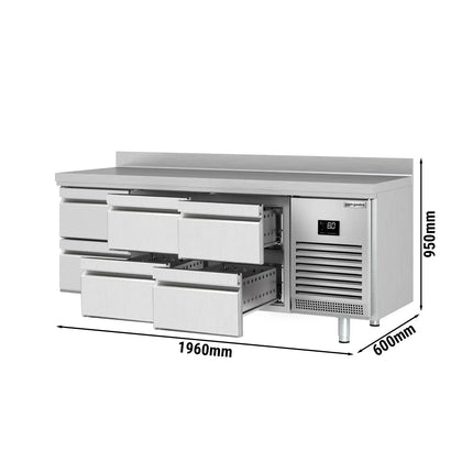 GGM Gastro Commercial Counter Fridge PREMIUM PLUS - 1960x600mm - with 6 drawers [1/2] - with upstand - capacity 385 litres