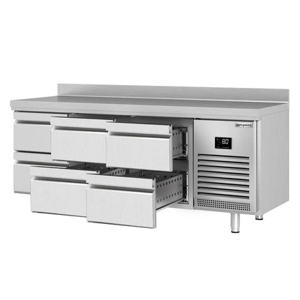 GGM Gastro Commercial Counter Fridge PREMIUM PLUS - 1960x600mm - with 6 drawers [1/2] - with upstand - capacity 385 litres