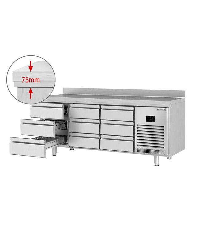 GGM Gastro Commercial Counter Fridge PREMIUM PLUS - 1960x600mm - with 9 drawers [1/3] - with upstand - capacity 385 litres