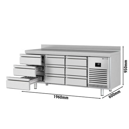 GGM Gastro Commercial Counter Fridge PREMIUM PLUS - 1960x600mm - with 9 drawers [1/3] - with upstand - capacity 385 litres