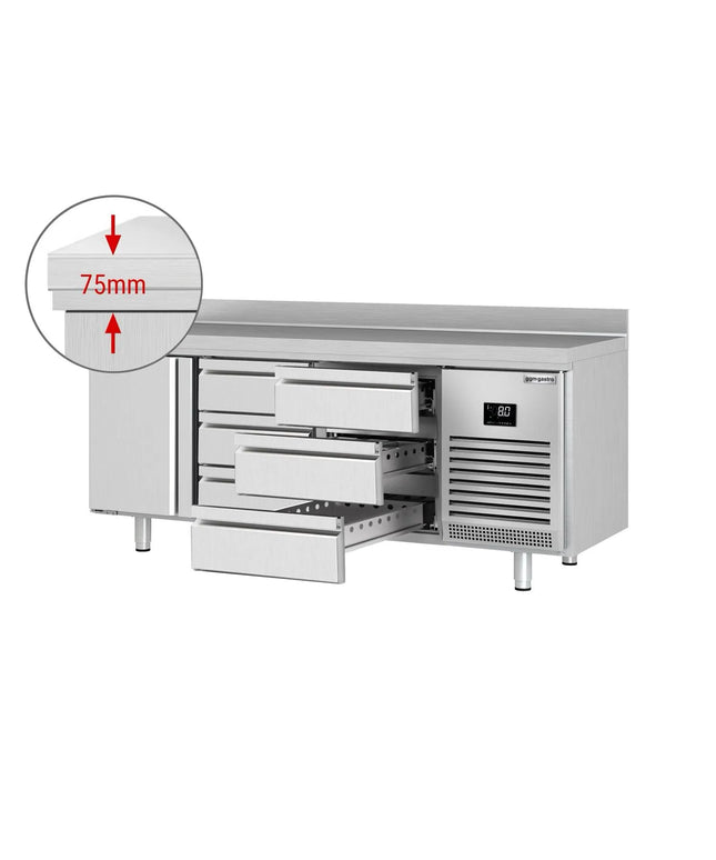 GGM Gastro Commercial Counter Fridge PREMIUM PLUS - 1960x700mm - with 1 door - 6 drawers [1/3] - with upstand - capacity 465 litres