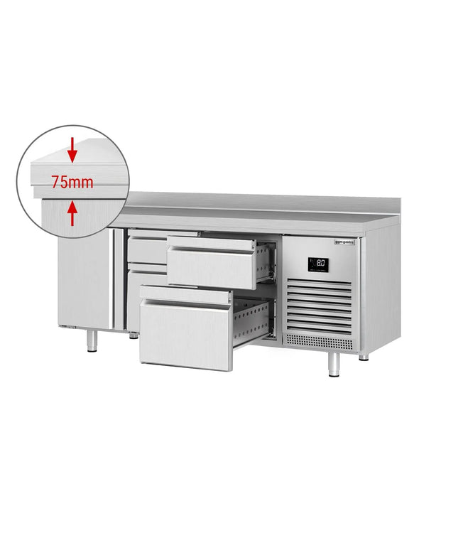 GGM Gastro Commercial Counter Fridge PREMIUM PLUS - 1960x700mm - with 1 door - 4 drawers [1/3] - with upstand - capacity 465 litres