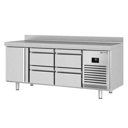 GGM Gastro Commercial Counter Fridge PREMIUM PLUS - 1960x700mm - with 1 door - 4 drawers [1/2] - with upstand - capacity 465 litres