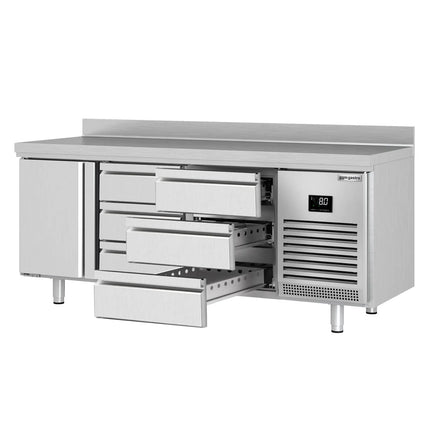 GGM Gastro Commercial Counter Fridge PREMIUM PLUS - 1960x700mm - with 1 door - 6 drawers [1/3] - with upstand - capacity 465 litres