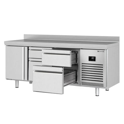 GGM Gastro Commercial Counter Fridge PREMIUM PLUS - 1960x700mm - with 1 door - 4 drawers [1/3] - with upstand - capacity 465 litres