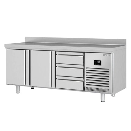 GGM Gastro Commercial Counter Fridge PREMIUM PLUS - 1960x700mm - with 2 doors - 3 drawers [1/3] - with upstand - capacity 465 litres