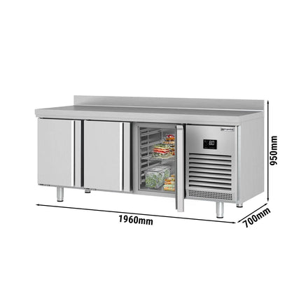 GGM Gastro Commercial Counter Fridge PREMIUM PLUS - 1960x700mm - with 3 doors - with upstand - capacity 465 litres