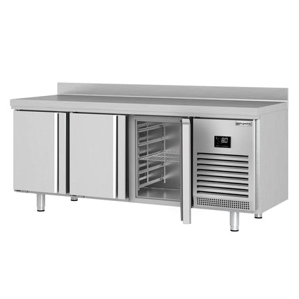 GGM Gastro Commercial Counter Fridge PREMIUM PLUS - 1960x700mm - with 3 doors - with upstand - capacity 465 litres
