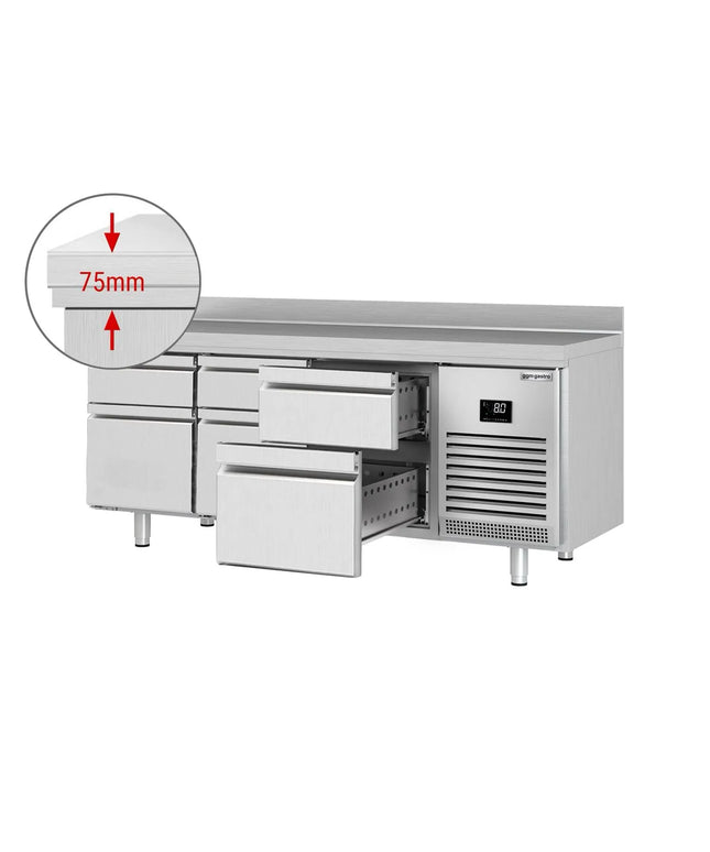 GGM Gastro Commercial Counter Fridge PREMIUM PLUS - 1960x700mm - with 6 drawers [1/3] - with upstand - capacity 465 litres