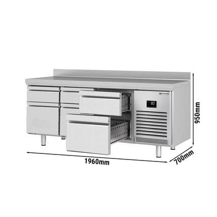 GGM Gastro Commercial Counter Fridge PREMIUM PLUS - 1960x700mm - with 6 drawers [1/3] - with upstand - capacity 465 litres